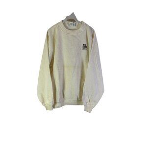 Vintage 90s Montana Nature Wolf Stitched Corduroy Crewneck Sweatshirt USA